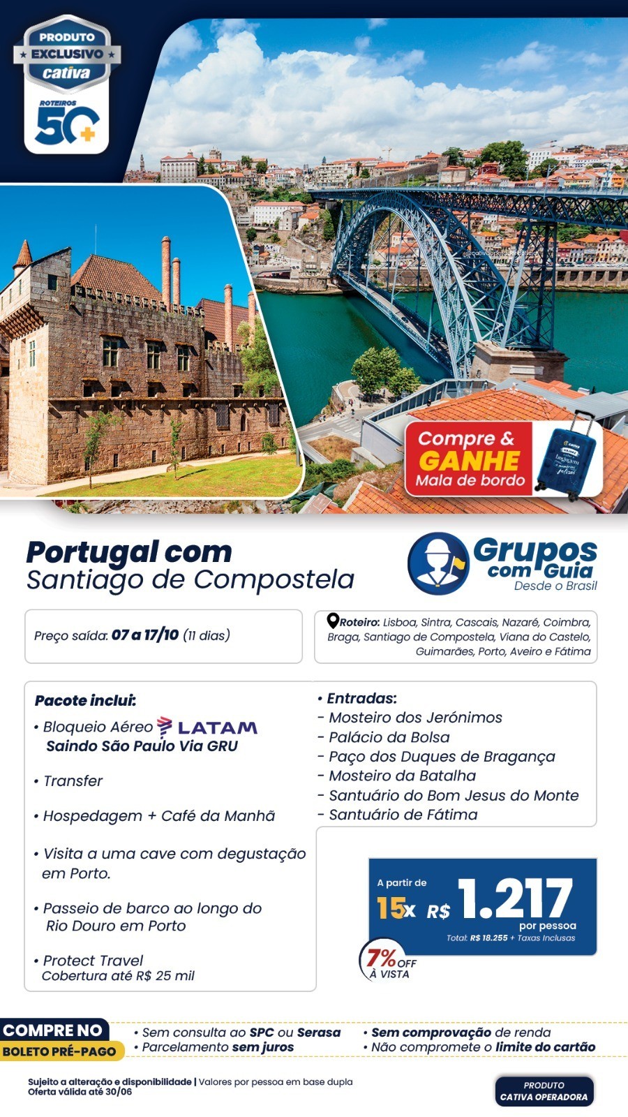 Lâmina completa — Portugal com Santiago de Compostela